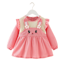 Autumn and winter childrens smock baby girl eating bib baby cute rice pocket long-sleeved apron kindergarten reverse dressing