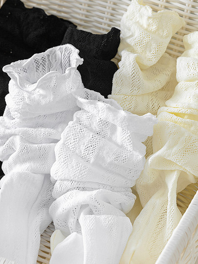 白色蕾丝袜子芭蕾风中筒袜女花边小腿袜夏季薄款镂空玛丽珍堆堆袜