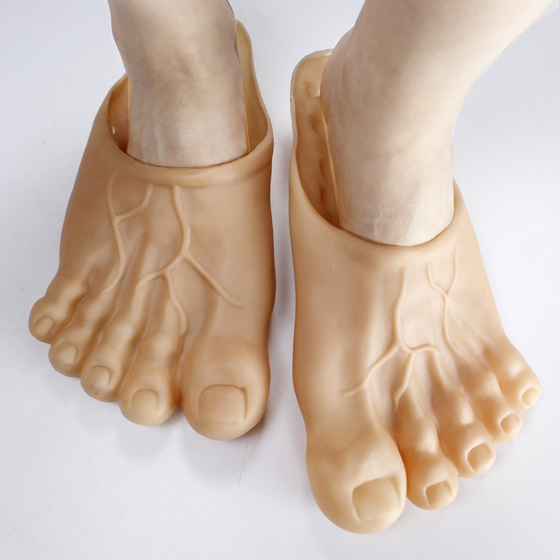 Barefoot Giant Simulation Slippers, Big Foot Shoes, Prank Toe Shoes, Fleece-Lined Winter Funny Women's Shoes