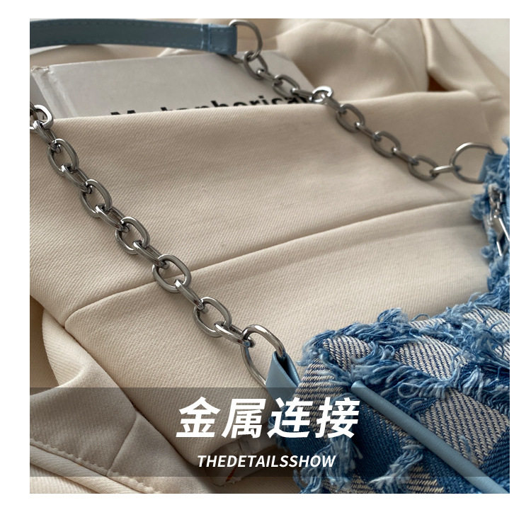 Сумка на одно плечо, сумка подмышку, сумка через плечо, джинсовая универсальная цепь, небольшая небольшая сумка Jifanpaul/Ji Fan Paul 