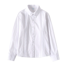 Childrens white shirt boys white shirt long-sleeved pure cotton spring and autumn primary school uniforms middle and older childrens girls JK performance uniforms