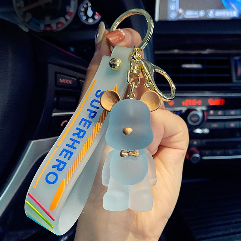 Crystal Bow Tie Bear Car Keychain Creative Cute Bear Keychain for Women Exquisite Key Chain Bag Pendant