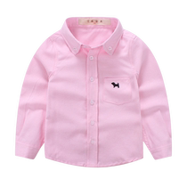 Boys long-sleeved shirts 2023 new spring and autumn thin childrens clothing childrens baby white shirt medium and large childrens lapel tops
