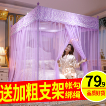 2024 new style mosquito net for household palace three-door bedroom old-fashioned floor-to-ceiling pattern tent 2023 bracket rod thickened