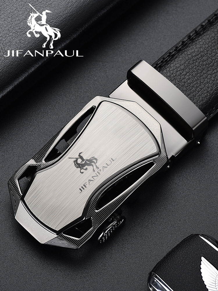 Giabao Men's Leather Belt Automatic Buckle Belt Korean Style Trendy Casual Middle-Aged Youth Business Cowhide Belt