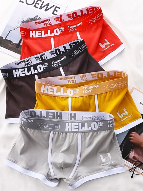 Men's Cotton Boxer Briefs, Breathable Sports Shorts for Teenagers, Large Size Trendy Men's Underwear