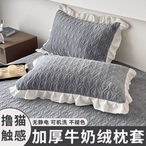 Autumn and winter milk velvet pillowcases for home use a pair of 48x74cm warm velvet thickened single pillowcases for home use