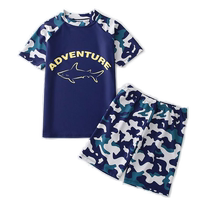 Childrens swimsuit boys short-sleeved split fashion trendy sun protection baby middle and older children professional training quick-drying swimsuit