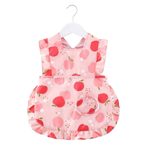 Childrens apron girls smock summer thin babys eating waterproof and anti-dirty bib kindergarten food supplement reverse dressing