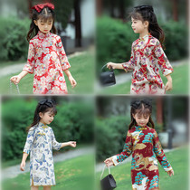 Childrens ancient Hanfu Autumn Tang suit girls Chinese style improved cheongsam dress girls ethnic style princess dress costumes