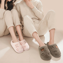 Cotton slippers for men in autumn and winter 2024 new indoor home non-slip thickened warm plush couple slippers for women