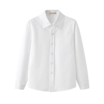 Childrens white shirt boys long-sleeved cotton spring and autumn primary school uniform middle school girls white shirt performance uniform