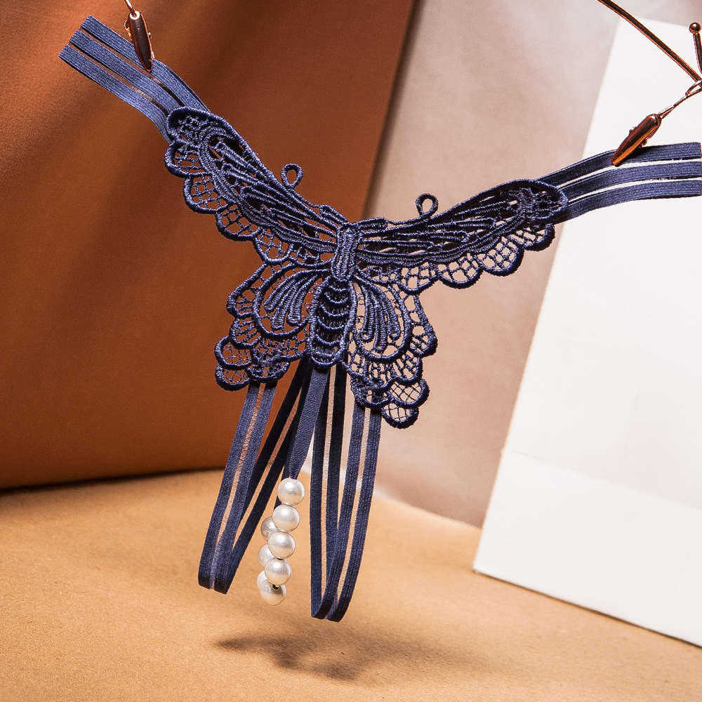 2025年ホットスタイルファッション薄ストラップローウエストTパンツ蝶結び中空高級パールトリックセクシーTバックレディース