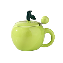 Creative ceramic breakfast cup with apple lid and spoon mens and womens mugs couple cups coffee milk cups Christmas gifts
