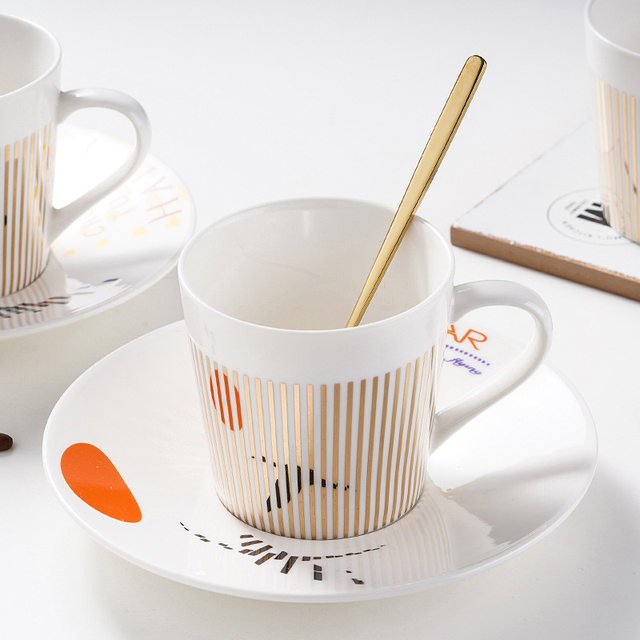 Dynamic reflection mirror cup, high-end mug, personalized creative ceramic afternoon tea, coffee cup and saucer, ceramic water cup