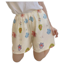 Pajama pants 2024 new summer new style bubble cotton shorts cute cartoon walking pants high-end sweet home pants