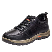 Mens leather shoes autumn and winter velvet sports mens shoes casual and versatile cotton shoes waterproof non-slip hiking shoes dad shoes