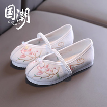 Hanfu Shoes Girls Summer Old Beijing Cloth Shoes 2024 Spring Autumn Embroidered Shoes Children China Wind Princess Shoes Performance