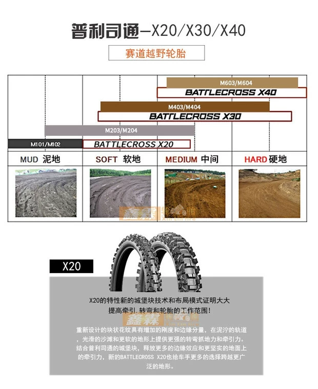 Lốp xe mô tô địa hình Bridgestone X30 X40 80/100/190 / 100-18-19-21 - Lốp xe máy