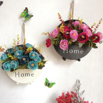 New product promotion American wrought iron wall flower basket flower set wall hanging wall decoration pendant living room bedroom wall decoration