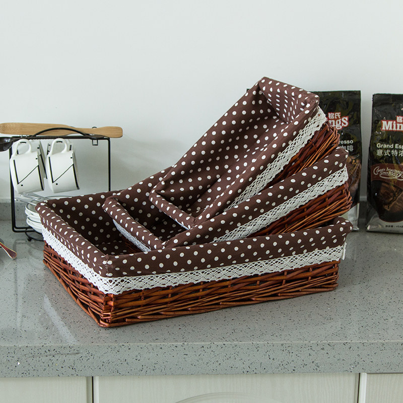 Woven Basket Snack Desktop Storage Basket Wicker Fruit Basket Storage Basket Rattan Storage Box Fabric Storage Basket Sundries