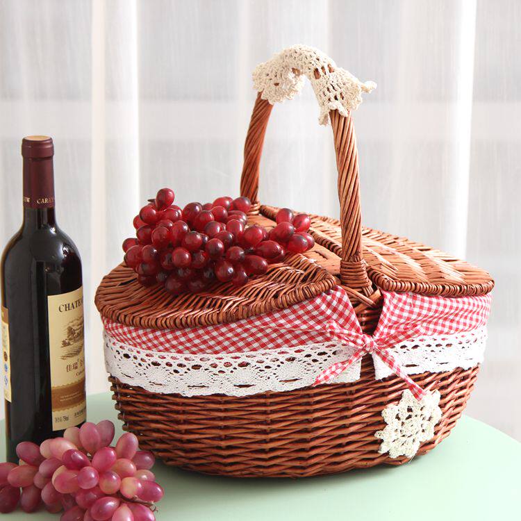 Rattan Wicker Bamboo Basket Shopping Basket Small Carrying Basket Picnic Basket Supplies Net Red Storage Basket Fruit Basket Pastoral