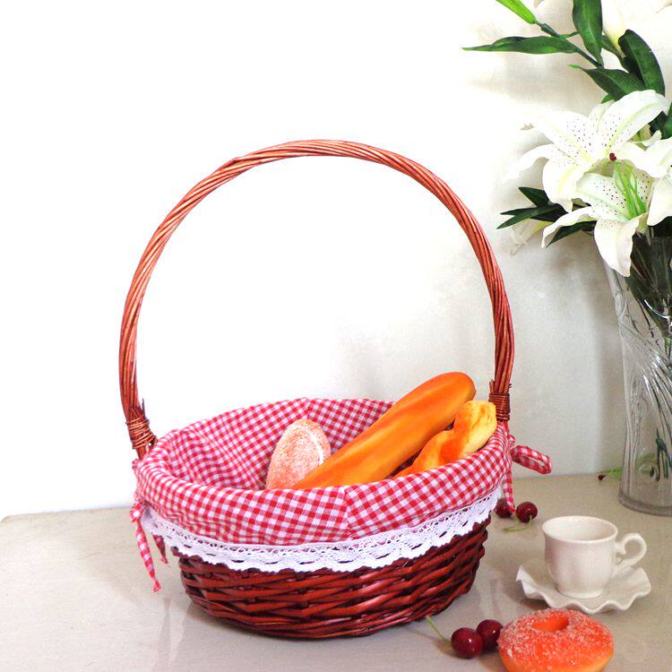 Fruit Basket Bamboo Bamboo Basketball Handy basketball basket Supermarket Shopping Basket Bucket Bucket Picnic Basket Gift