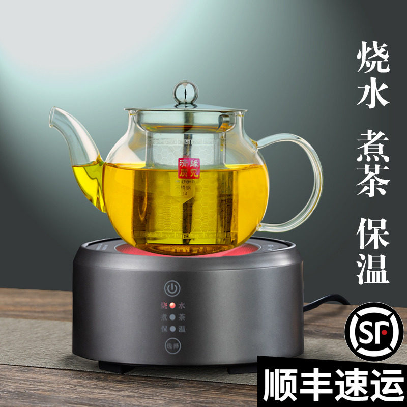 Home electric pottery stove cooking tea glass high temperature resistant thickened tea burning water pot mesh red small tea oven fully automatic tea cooking machine
