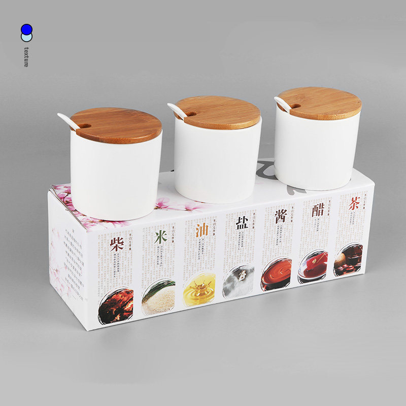 Creative Nordic kitchen supplies Ceramic seasoning pot combination set Japanese household seasoning cooking bottle Oil salt jar