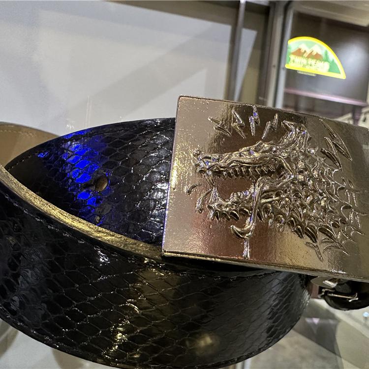 订WACKO MARIA WOLF'S HEAD PYTHON LEATHER BELT蛇纹皮带11/23