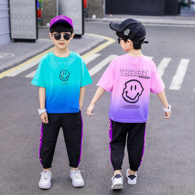 Children's clothing boys summer suit 2024 new style medium and large children's style boys summer short-sleeved sportswear Korean style trend