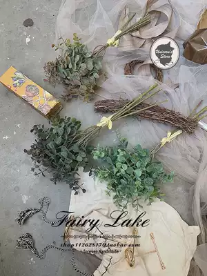 ins European style high simulation flowers with grass autumn color gradual layer eucalyptus flower arrangement decoration fake flower