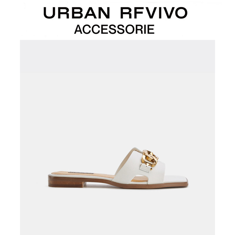 URBAN RFVIVO2022 autumn new ladies accessories square head open-toed slippers AY18TS4N2000