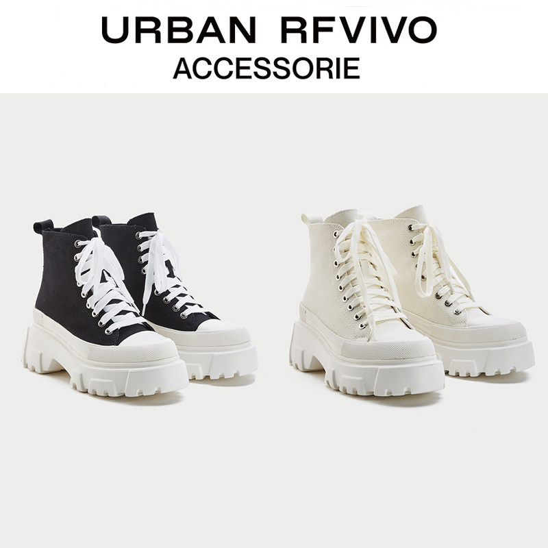 URBAN RFVIVO2022 autumn and winter new fashion round head lace-up boots board shoes boots female AY02TS8N2002