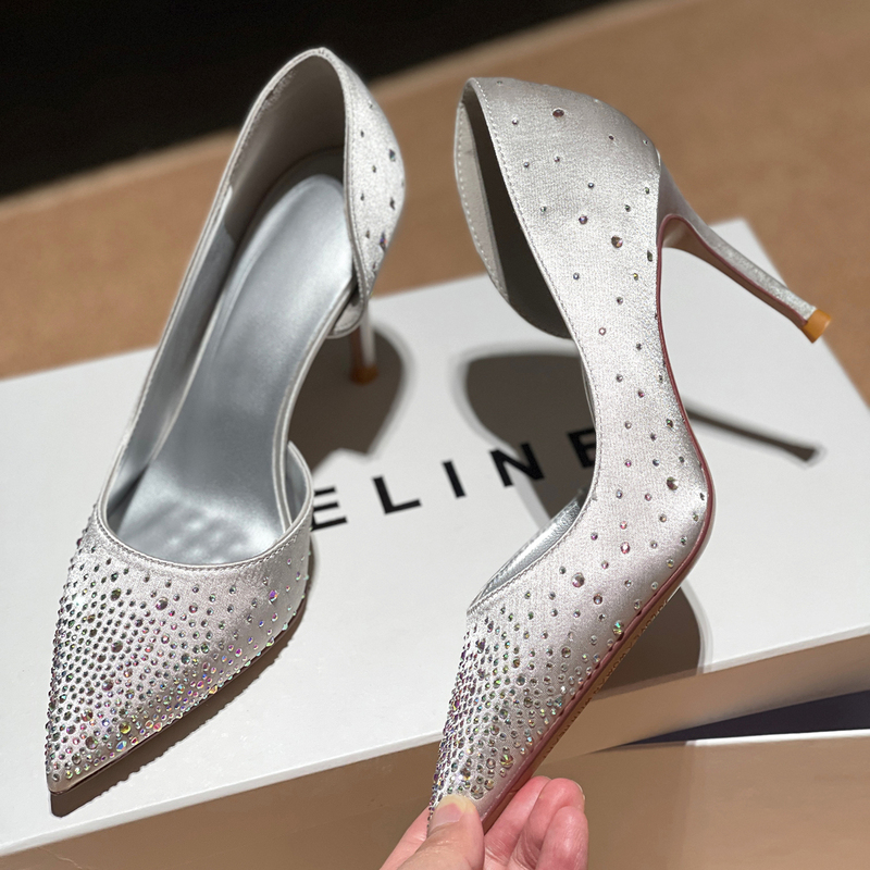 French-Style Rhinestone Satin Stunning Stiletto Side-Cut High Heels for Women 2025 New Adult Ceremony Bridal Wedding Shoes Bridesmaid Shoes French-Style Rhinestone Satin Stunning Stiletto Side-Cut High Heels for Women 2025 New Adult Ceremony Bridal Wedding Shoes Bridesmaid Shoes