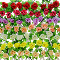 Fake flower simulation flower plastic flower rose strip wall hanging living room balcony pipe cover decoration roof ceiling decoration