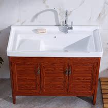 Space aluminum floor-to-ceiling bathroom cabinet balcony large modern simple washbasin bathroom ceramic washbasin combination