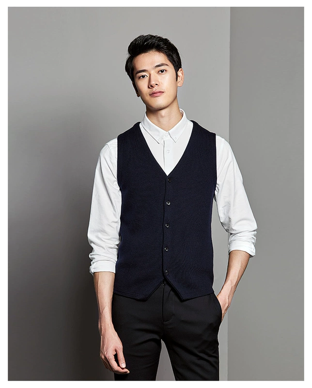 Trạm châu âu BF nam áo len len casual vest V-Cổ Slim thanh niên cha vest vest vai màu đen