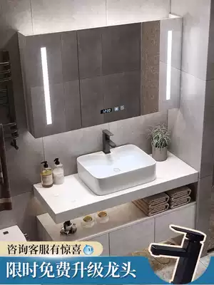 Light luxury marble bathroom cabinet combination simple modern small apartment toilet hand wash basin wash table set