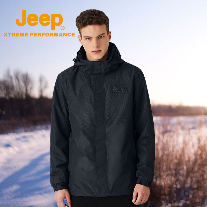 Jeep Gip Warm Bilayer Rain-Proof Mountaineering Wear Jacket Brand Ball Season Sports Big Size Submachine Clothes Men Coat Winter