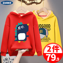 Plus velvet clothes boy 2021 New middle child autumn winter coat boy fleece childrens cartoon autumn