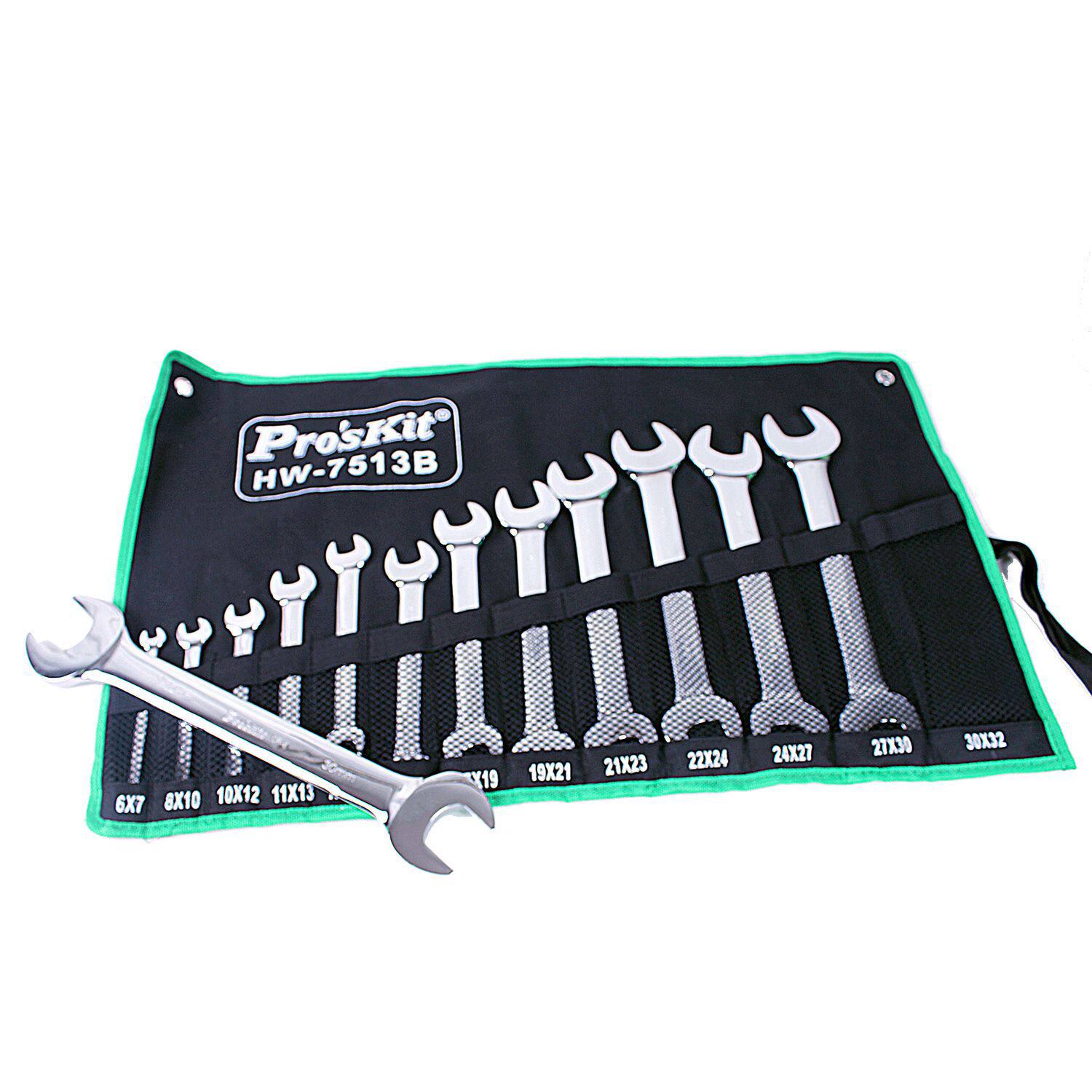 Taiwan Baoworkers 13 pieces of chrome vanadium steel double head dull wrench suit HW-7513B opening wrench set sleeve