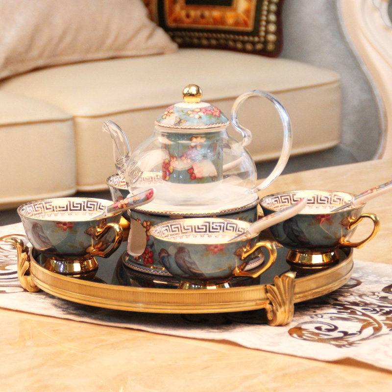 European-style American home model house decoration ceramic coffee set Nordic living room coffee cup gift box gift