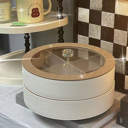 High-End Fruit Plate, Light Luxury Style, Living Room Coffee Table, High-Grade Leather Nut, Candy, Snack Storage Box, Household Dried Fruit Gift Box