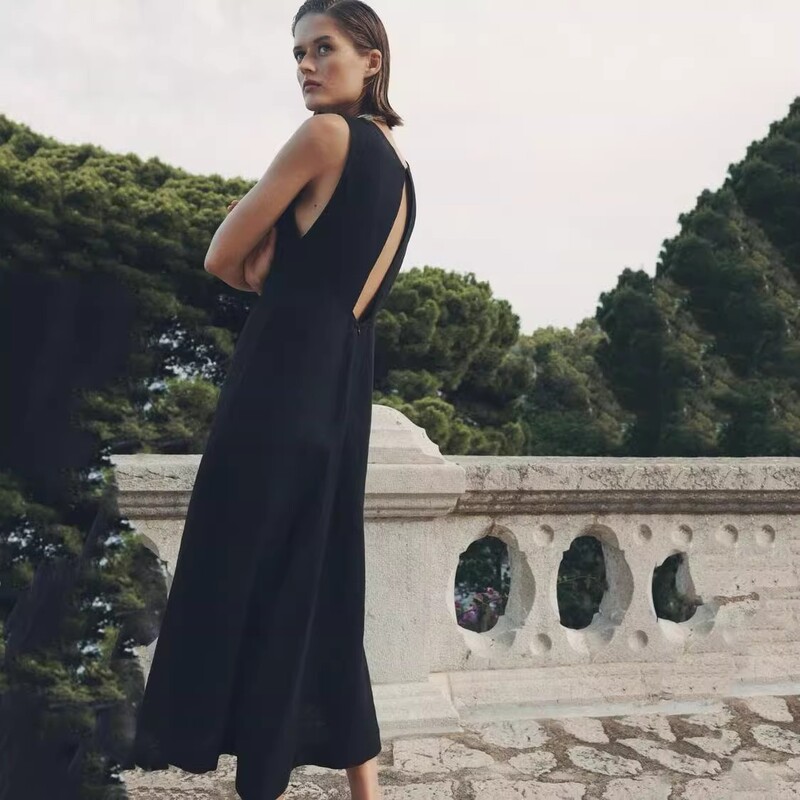 2731072 Za Spring New Women's Fashion Slimming Linen Round Neck Sleeveless Midi Dress 2731072 2731072 Za Spring New Women's Fashion Slimming Linen Round Neck Sleeveless Midi Dress 2731072