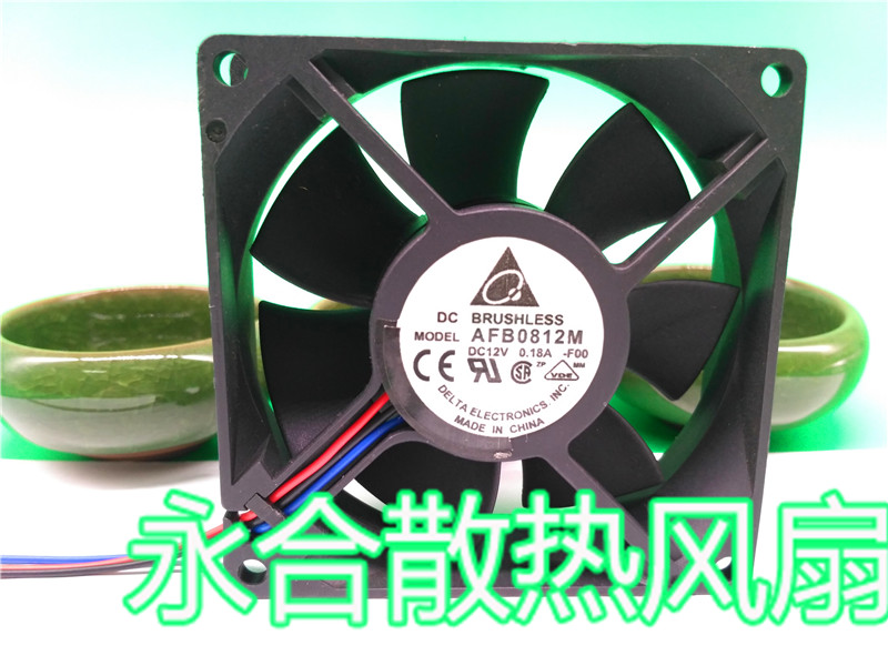 Delta AFB0812M 12V 0 18A 8cm 8025 3-wire 2-wire computer host main case fan