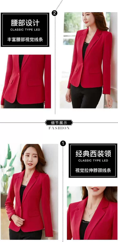 Blazer Nữ Hàn Quốc Slim Slim Áo khoác ngắn tay dài đi lại Áo sơ mi chính thức Áo blazer nữ nhỏ - Business Suit