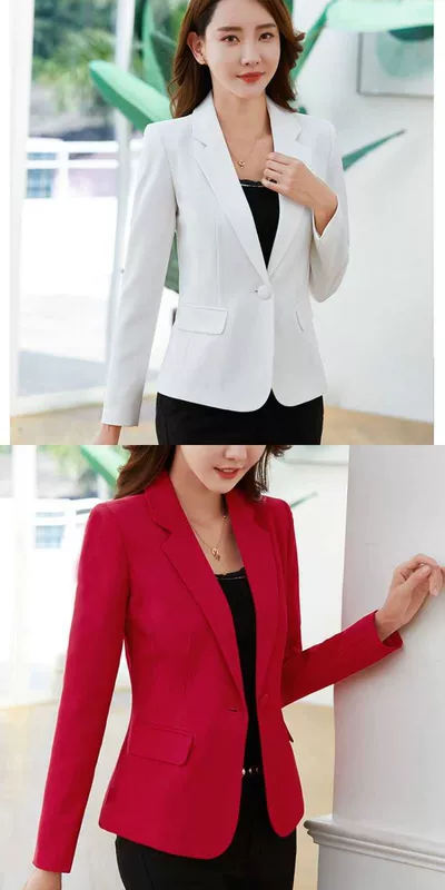 Blazer Nữ Hàn Quốc Slim Slim Áo khoác ngắn tay dài đi lại Áo sơ mi chính thức Áo blazer nữ nhỏ - Business Suit