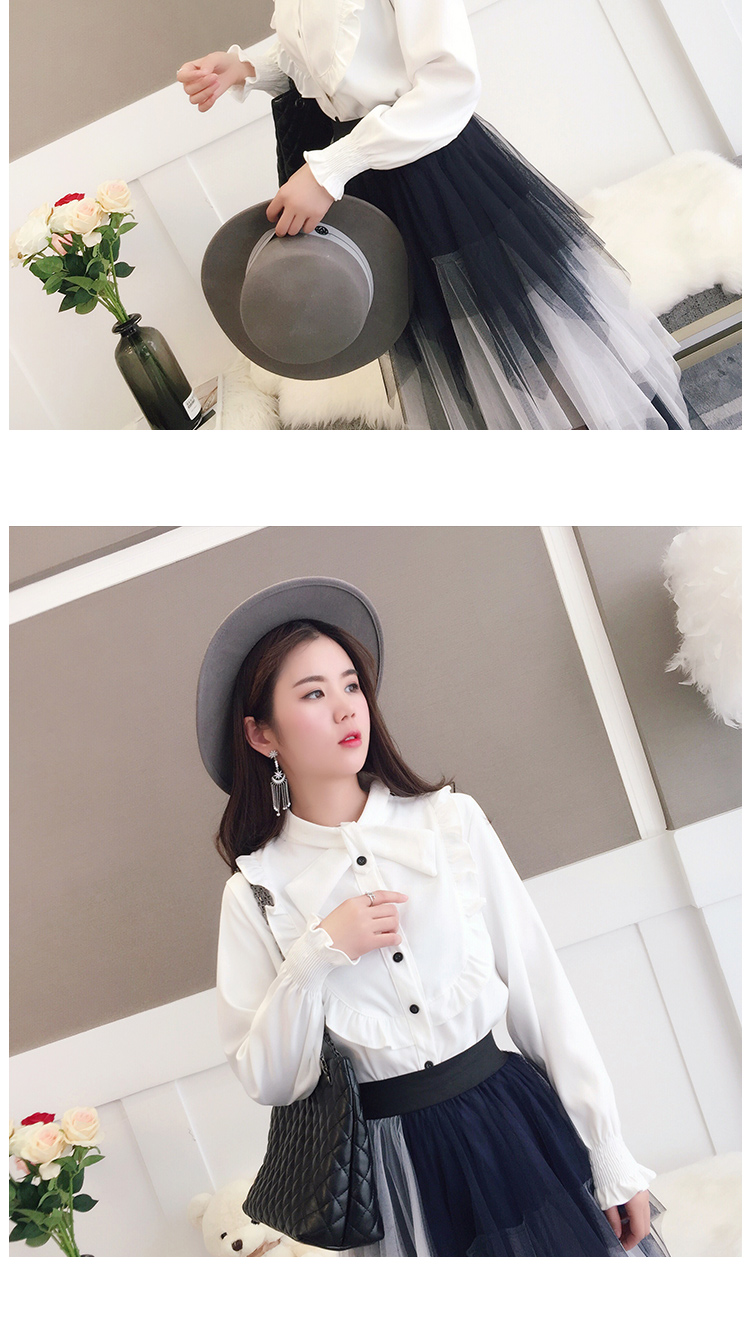Mùa xuân mới 2018 áo voan rộng nữ phiên bản Hàn Quốc hoang dã của áo sơ mi dài tay màu trắng ngắn chạm đáy áo mỏng phần thủy triều vest nữ
