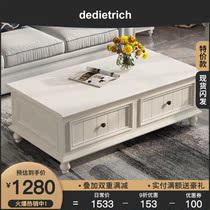  American solid wood coffee table table small apartment TV cabinet combination Simple modern living room Nordic white household furniture